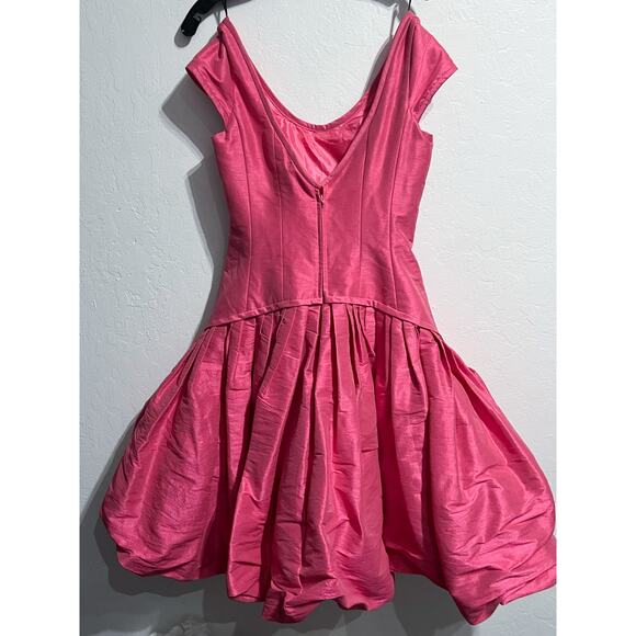 Vintage Betsey Johnson Dress Evening Party Prom Bright Pink Taffeta Bubble Pouf - Picture 12 of 16